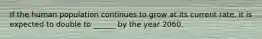 If the human population continues to grow at its current rate, it is expected to double to ______ by the year 2060.
