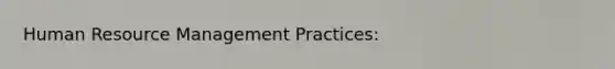 Human <a href='https://www.questionai.com/knowledge/k2xTijDAd4-resource-management' class='anchor-knowledge'>resource management</a> Practices: