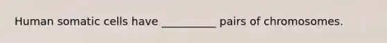 Human somatic cells have __________ pairs of chromosomes.