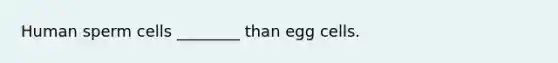 Human sperm cells ________ than egg cells.