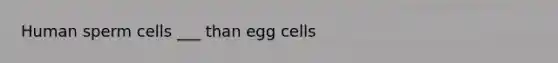 Human sperm cells ___ than egg cells