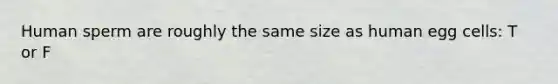 Human sperm are roughly the same size as human egg cells: T or F