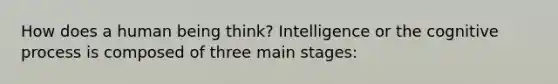 How does a human being think? Intelligence or the cognitive process is composed of three main stages: