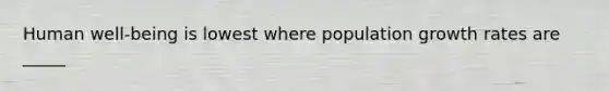 Human well-being is lowest where population growth rates are _____