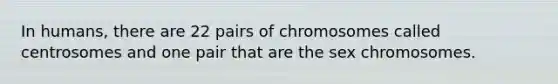 In humans, there are 22 pairs of chromosomes called centrosomes and one pair that are the sex chromosomes.