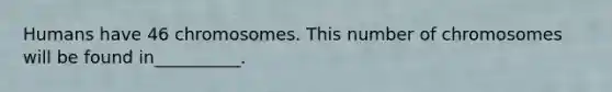 Humans have 46 chromosomes. This number of chromosomes will be found in__________.