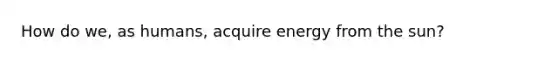 How do we, as humans, acquire energy from the sun?