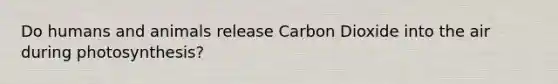 Do humans and animals release Carbon Dioxide into the air during photosynthesis?