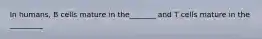 In humans, B cells mature in the_______ and T cells mature in the _________