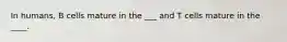 In humans, B cells mature in the ___ and T cells mature in the ____.