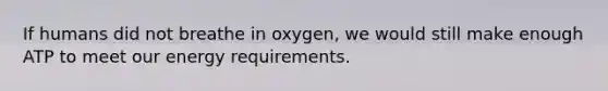 If humans did not breathe in oxygen, we would still make enough ATP to meet our energy requirements.