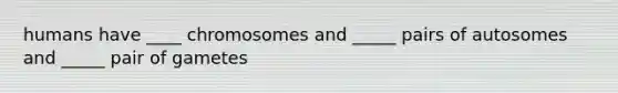 humans have ____ chromosomes and _____ pairs of autosomes and _____ pair of gametes