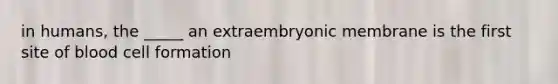 in humans, the _____ an extraembryonic membrane is the first site of blood cell formation
