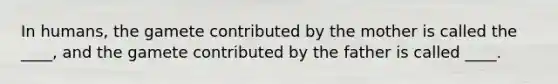 In humans, the gamete contributed by the mother is called the ____, and the gamete contributed by the father is called ____.