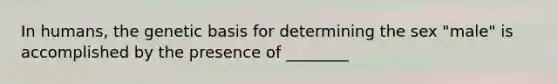 In humans, the genetic basis for determining the sex "male" is accomplished by the presence of ________