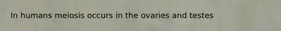 In humans meiosis occurs in the ovaries and testes