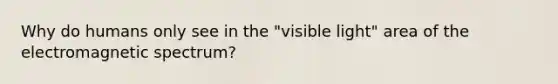 Why do humans only see in the "visible light" area of the electromagnetic spectrum?