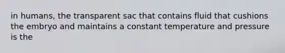 in humans, the transparent sac that contains fluid that cushions the embryo and maintains a constant temperature and pressure is the