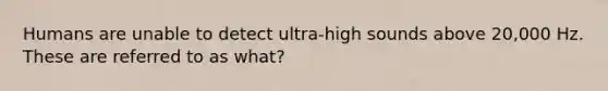 Humans are unable to detect ultra-high sounds above 20,000 Hz. These are referred to as what?