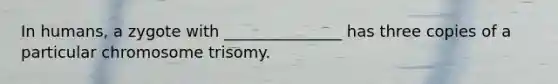 In humans, a zygote with _______________ has three copies of a particular chromosome trisomy.