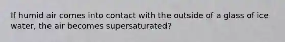 If humid air comes into contact with the outside of a glass of ice water, the air becomes supersaturated?