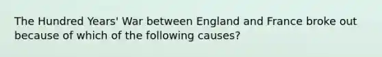 The Hundred Years' War between England and France broke out because of which of the following causes?