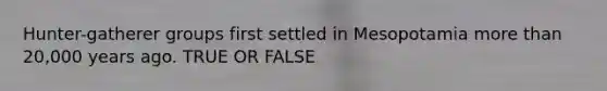Hunter-gatherer groups first settled in Mesopotamia more than 20,000 years ago. TRUE OR FALSE