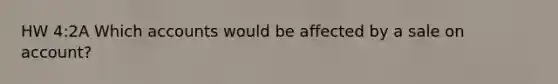 HW 4:2A Which accounts would be affected by a sale on account?