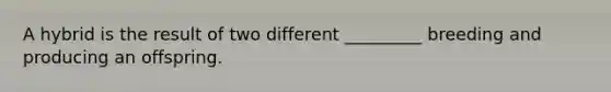 A hybrid is the result of two different _________ breeding and producing an offspring.