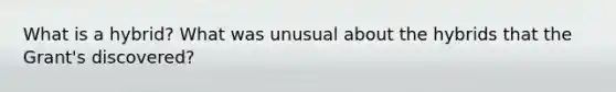 What is a hybrid? What was unusual about the hybrids that the Grant's discovered?