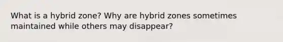 What is a hybrid zone? Why are hybrid zones sometimes maintained while others may disappear?