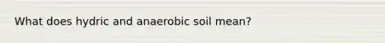 What does hydric and anaerobic soil mean?