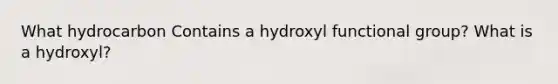 What hydrocarbon Contains a hydroxyl functional group? What is a hydroxyl?