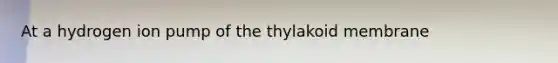 At a hydrogen ion pump of the thylakoid membrane