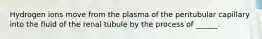 Hydrogen ions move from the plasma of the peritubular capillary into the fluid of the renal tubule by the process of ______.