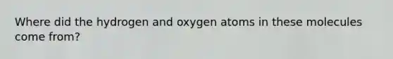 Where did the hydrogen and oxygen atoms in these molecules come from?