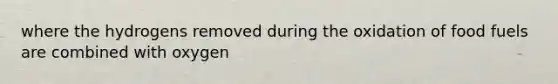 where the hydrogens removed during the oxidation of food fuels are combined with oxygen