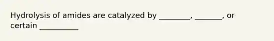 Hydrolysis of amides are catalyzed by ________, _______, or certain __________