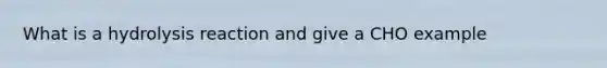 What is a hydrolysis reaction and give a CHO example