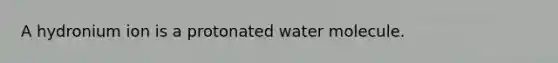 A hydronium ion is a protonated water molecule.