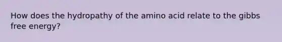 How does the hydropathy of the amino acid relate to the gibbs free energy?