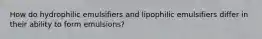 How do hydrophilic emulsifiers and lipophilic emulsifiers differ in their ability to form emulsions?