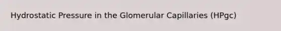 Hydrostatic Pressure in the Glomerular Capillaries (HPgc)