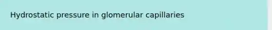 Hydrostatic pressure in glomerular capillaries