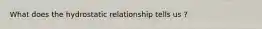 What does the hydrostatic relationship tells us ?