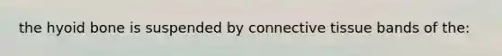 the hyoid bone is suspended by connective tissue bands of the: