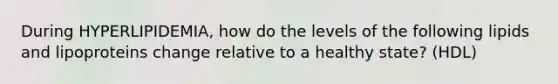 During HYPERLIPIDEMIA, how do the levels of the following lipids and lipoproteins change relative to a healthy state? (HDL)