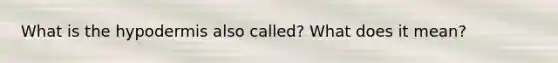 What is <a href='https://www.questionai.com/knowledge/ktsCAWWU5U-the-hypodermis' class='anchor-knowledge'>the hypodermis</a> also called? What does it mean?