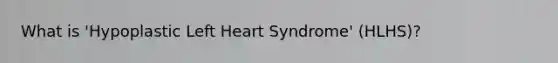 What is 'Hypoplastic Left Heart Syndrome' (HLHS)?