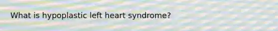 What is hypoplastic left heart syndrome?